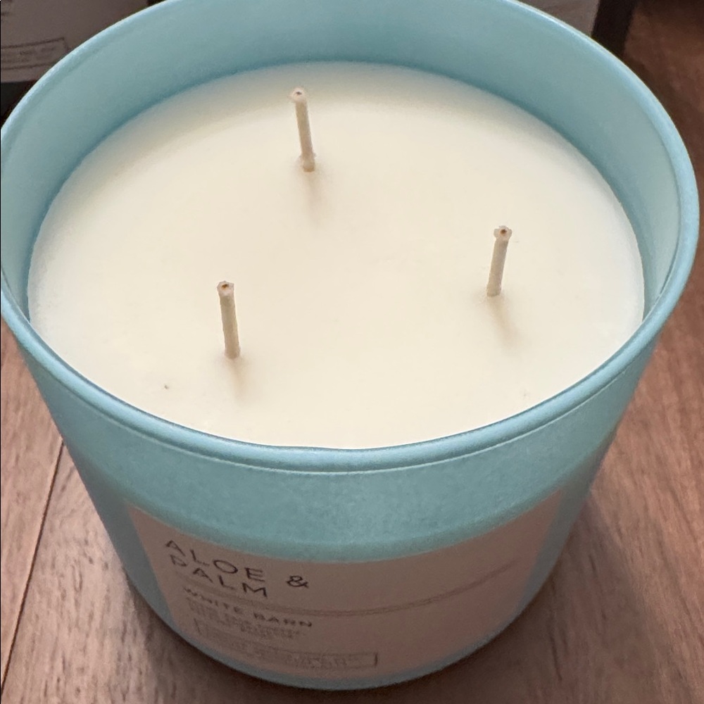 BBW New 3-Wick Candle, Aloe & Palm, White Barn - Discontinued - Picture 2 of 5
